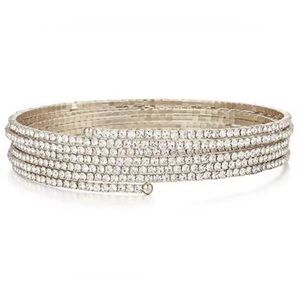 🌟Silver-Tone Metal Rhinestone-Coil-Bracelet